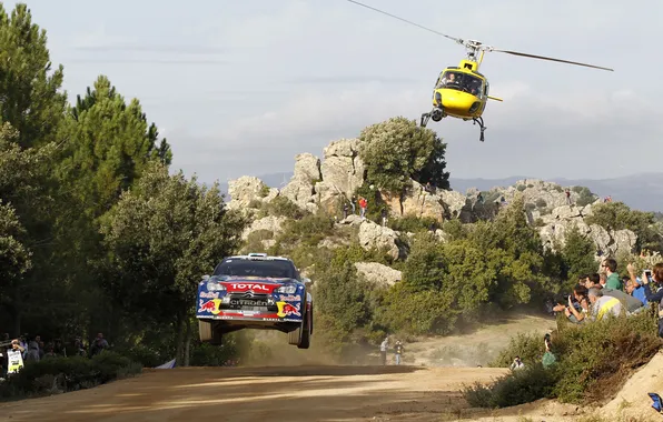 Auto, Sport, Speed, Helicopter, Race, Citroen, DS3, WRC