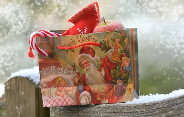 Picture snow, gift, package, Christmas, New year
