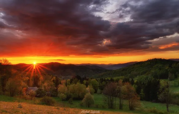 Picture the sun, rays, landscape, mountains, nature, sunrise, morning, Poland