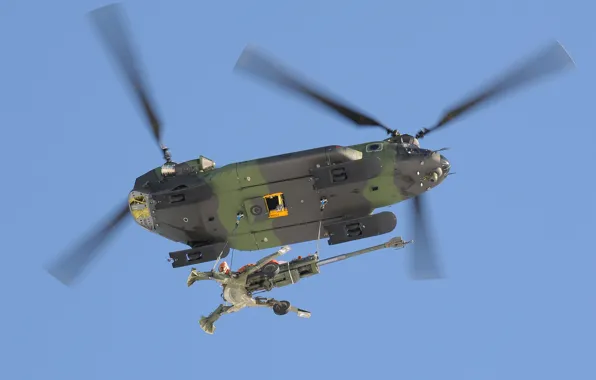 Picture helicopter, transport, howitzer, military, 155 mm, shipping, CH-147 Chinook, M777 Howitzer