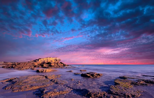 Picture the sky, sunset, stones