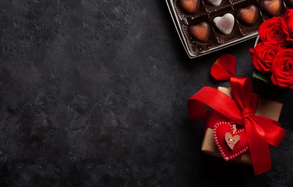 Picture love, flowers, gift, romance, chocolate, roses, love, happy