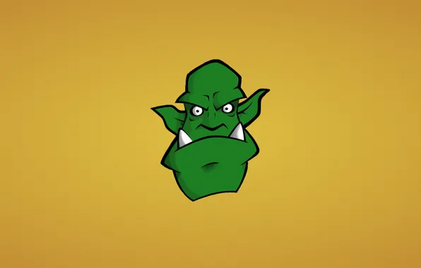 Face, green, monster, minimalism, head, fangs, Orc, orc