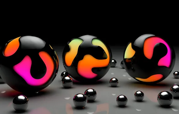 Color, balls, surface, ball, art, sphere, glossy
