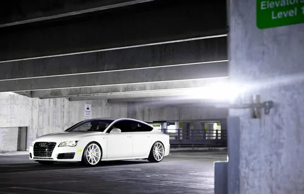 Picture Audi, white, wheels, vossen, frontside