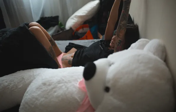 Girl, model, tattoo, bear, photographer, girl, photography, photographer