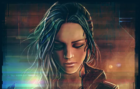 Sadness, girl, face, art