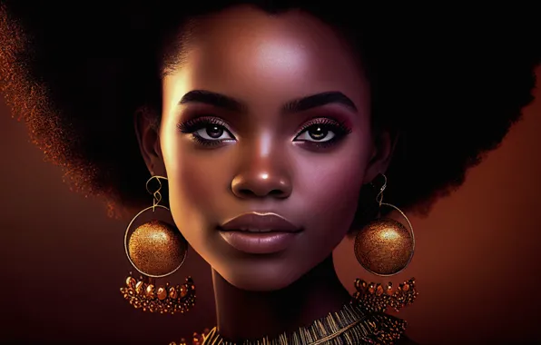 Look, girl, light, decoration, face, smile, style, rendering