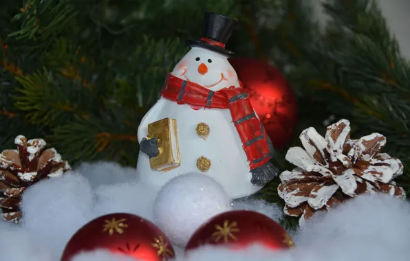 Winter, balls, snow, holiday, balls, toy, hat, scarf
