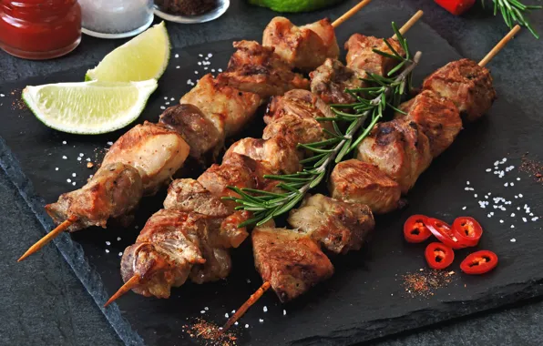 Lemon, pepper, kebab