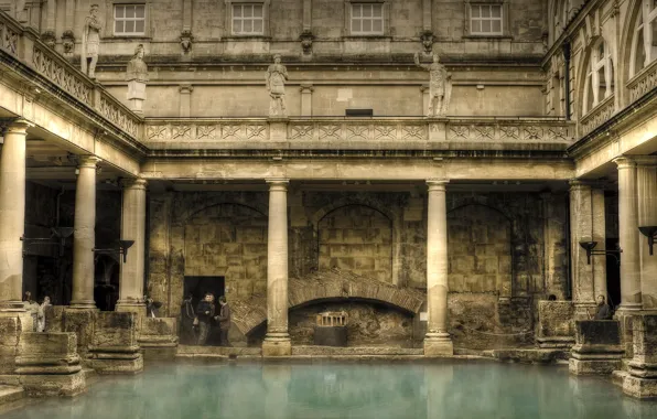 Columns, architecture, Roman baths