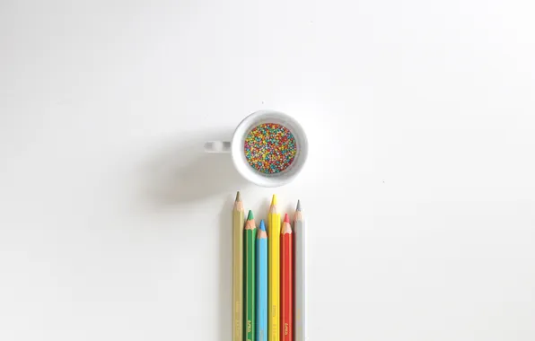 Cup, shadows, pencil, colored pencil