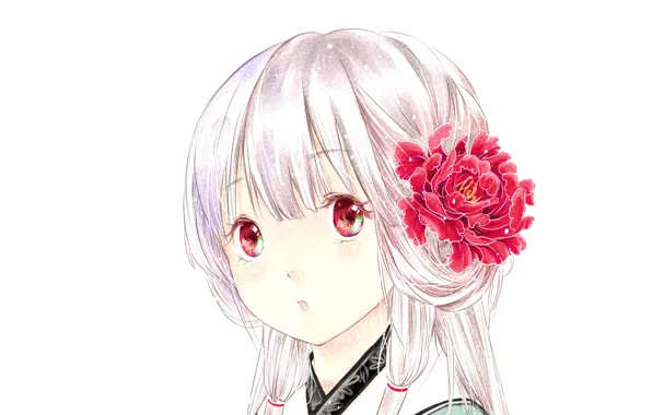 Wallpaper look, girl, flowers, surprise, art, clouble