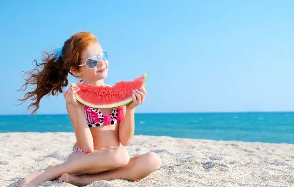 Picture sea, beach, summer, smile, positive, girl, girl, summer