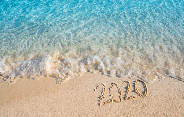 Sand, sea, beach, New year, new year, happy, beach, sea