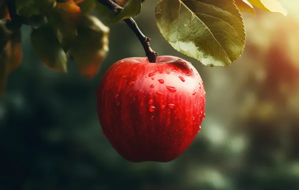 Red, Apple, fruit, juicy, ripe, AI art, neural network