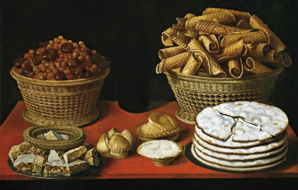 Picture, still life, cakes, Thomas HEPES, Sweets and Nuts on the Table