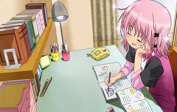 Anime, notebook, Desk, Amu Hinamori, Shugo Chara