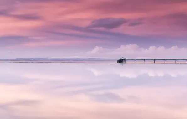 Picture reflections, clevedon pier, marine lake, somerset