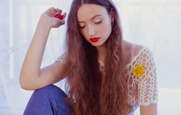 Picture girl, face, hair, lipstick