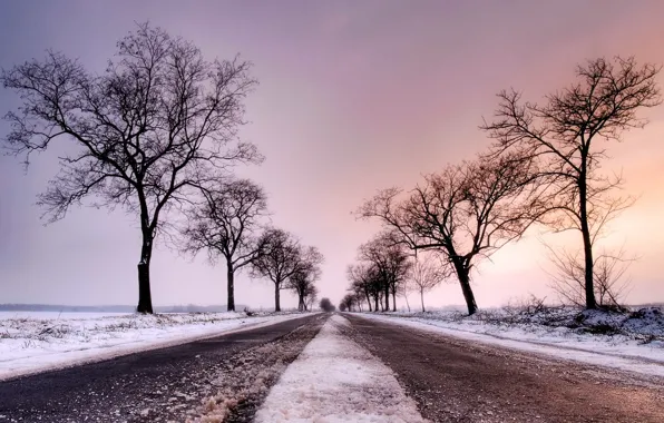 Winter, road, snow