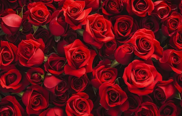 Flowers, roses, bouquet, red, buds, a lot, bouquets, AI art