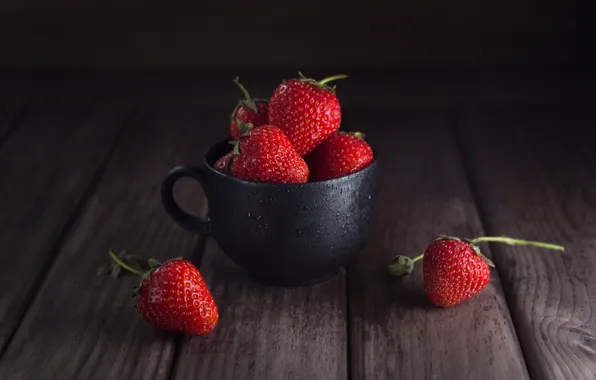 Berries, Board, strawberry, mug, Maxim Chikunov