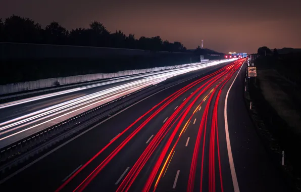Picture road, night, lights