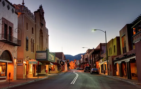 The city, street, the evening, New Mexico, Santa Fe