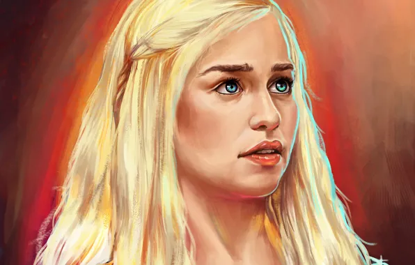 Girl, art, painting, Game of Thrones, Emilia Clarke, Daenerys Targaryen