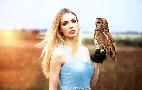 Picture girl, owl, Inese Stoner, My magic owl