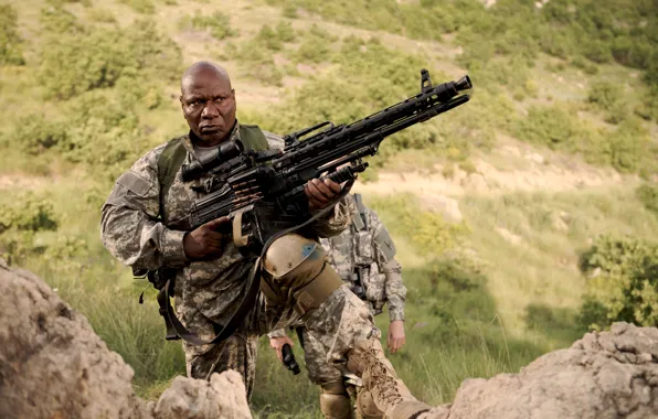 Picture weapons, frame, machine gun, form, camouflage, action, Wing Rams, Ving Rhames