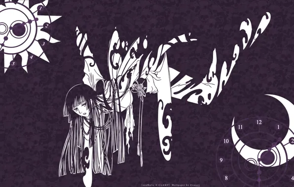 Girl, butterfly, wings, anime, art, skull, xxxHolic
