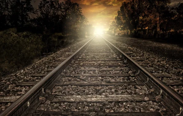 Light, landscape, railroad