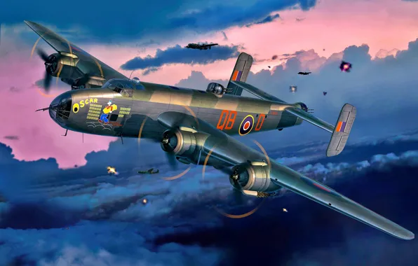 UK, RAF, four-engined, Far, Handley Page, Halifax B.Mk.III, Heavy bomber, air-cooled Bristol Hercules XVI