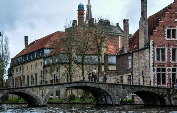 Picture bridge, building, channel, Belgium, bridge, Belgium, Bruges, Brugge