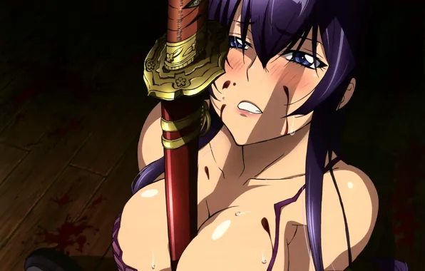 Chest, look, katana, Saeko, High School of the Dead