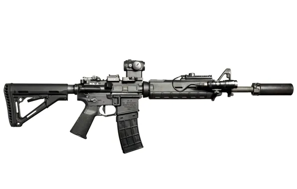 Weapons, background, flashlight, carabiner, assault rifle