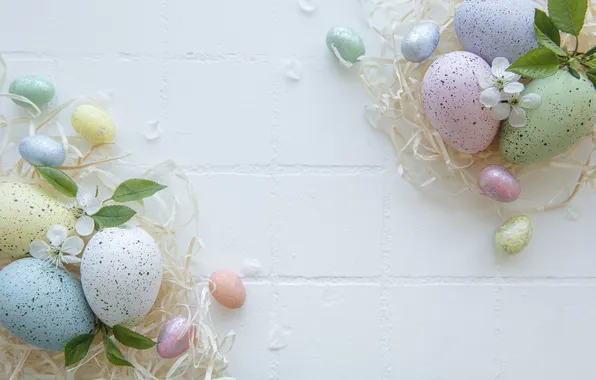 Flowers, eggs, spring, colorful, Easter, flowers, spring, Easter