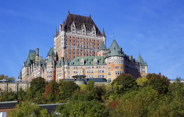 Autumn, trees, Canada, QC, the château Frontenac