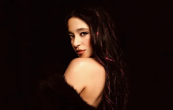 Girl, black background, poster, Mikey Madison, Anora, Mikey Madison, Anora