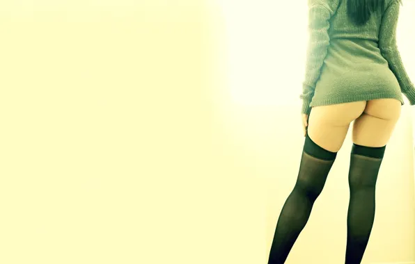 Ass, feet, stockings, ass, sweater.