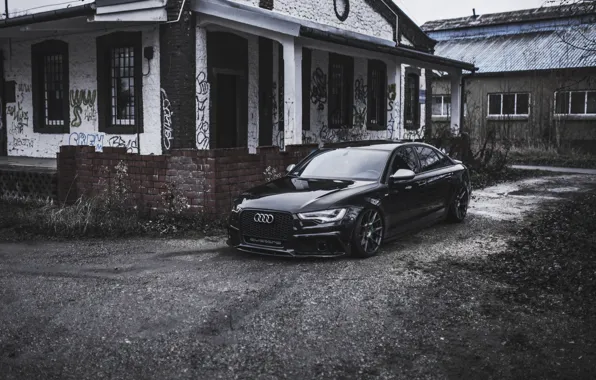 Audi, House, Black, Road, Sedan, Audi A6, Audi A6 C7, A6 Sedan