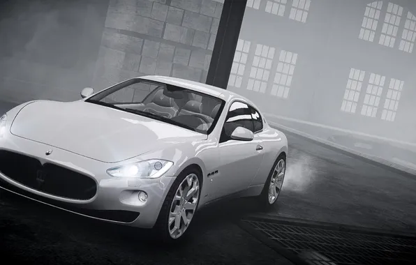 Picture machine, fog, b/W, GTA 4, Maserati GT