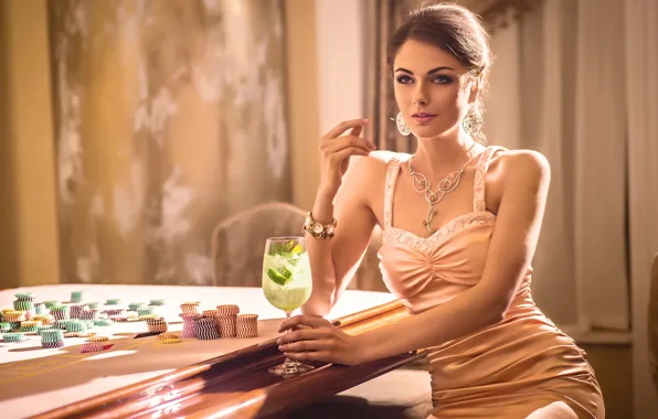 Picture sexy, dress, woman, chips, casino