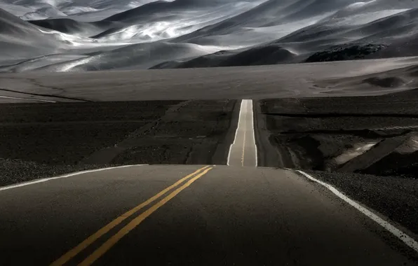 Picture road, desert, the evening