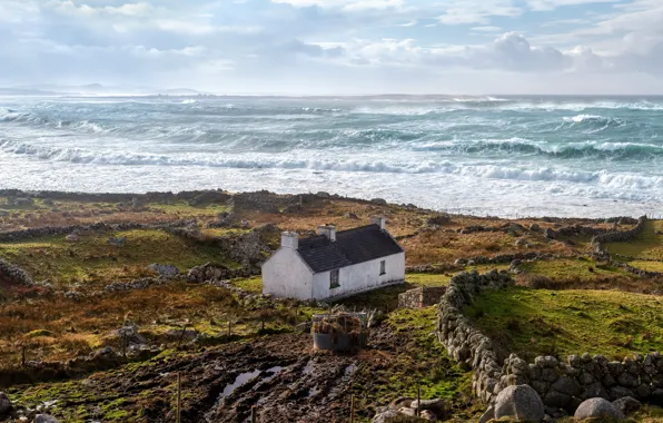 Picture wave, stones, coast, Ireland