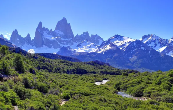 Mountains, tops, South America, Patagonia, Monte Fitz Roy, Cerro Fitzroy