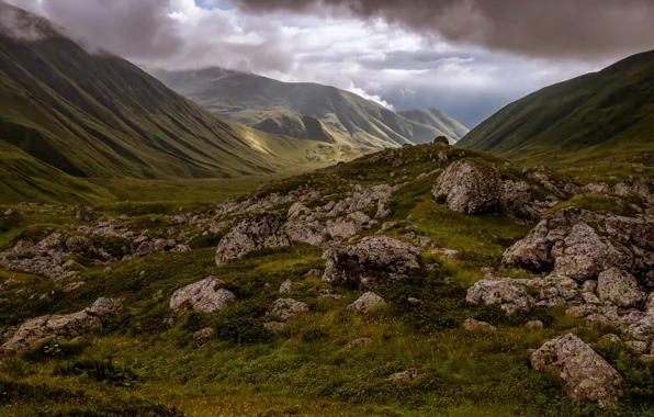 Clouds, mountains, Georgia, Mzcheta-Mtianeti