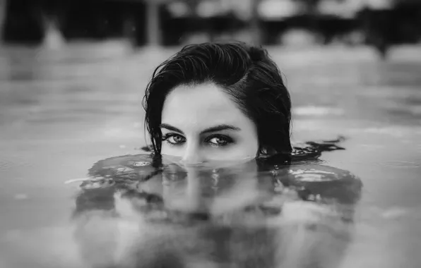 Look, reflection, beautiful, eyes, water, h\b, beauty, bokeh